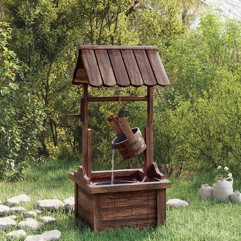 Fountain - wishing well with pump, 57x50x112cm, solid spruce