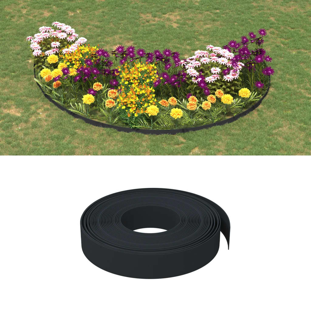 Dārza apmales, 2 gab., melnas, 10 m, 10 cm, polietilēns