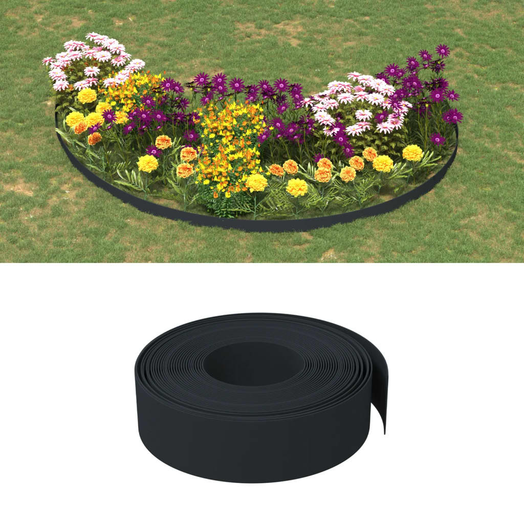 Garden edging, 2 pcs., black, 10m, 15cm, polyethylene
