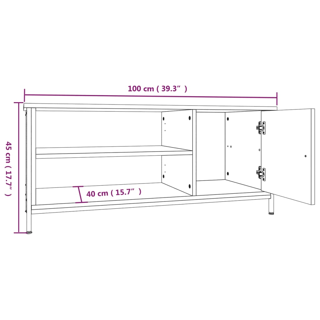 TV cabinet, smoky oak, 100x40x45cm, wood
