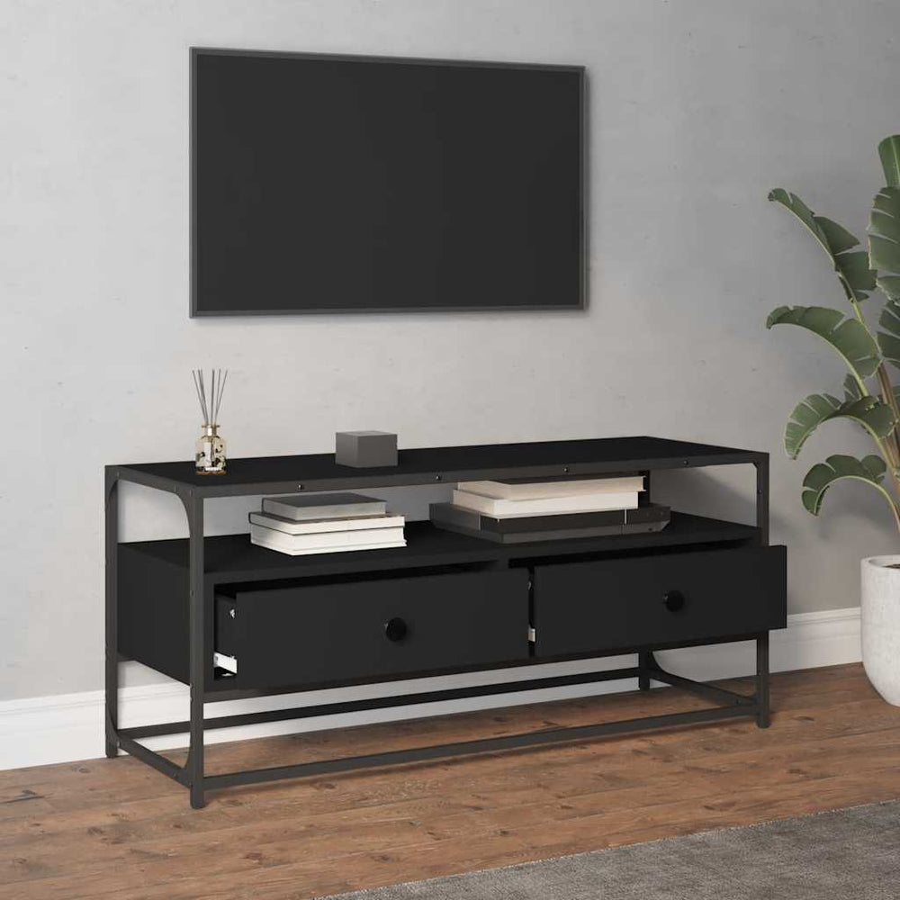 Televizoriaus spintelė, juoda, 100x35x45cm, apdirbta mediena