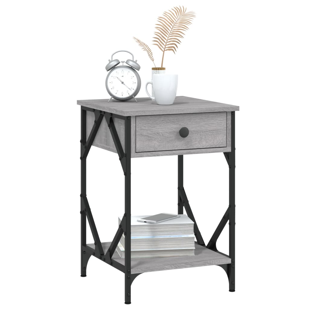 Bedside cabinet, grey oak, 40x42x60cm, engineered wood