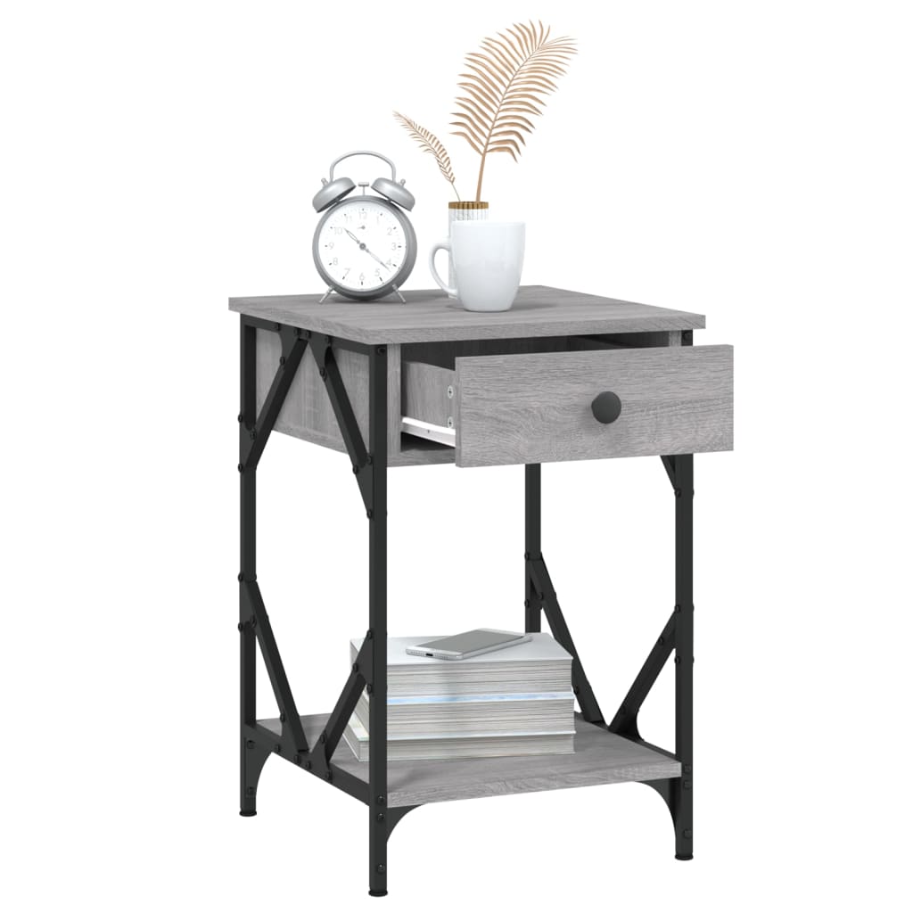 Bedside cabinet, grey oak, 40x42x60cm, engineered wood