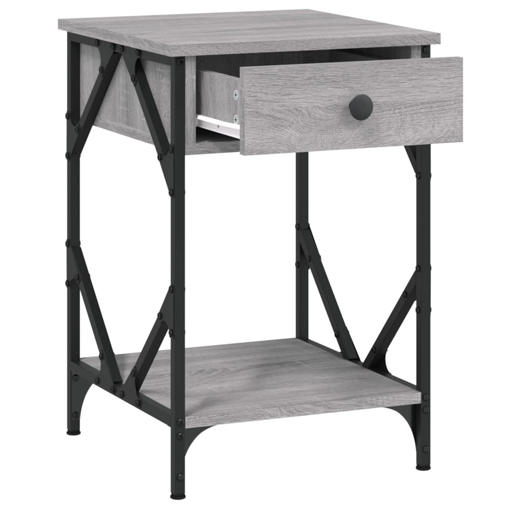 Bedside cabinet, grey oak, 40x42x60cm, engineered wood