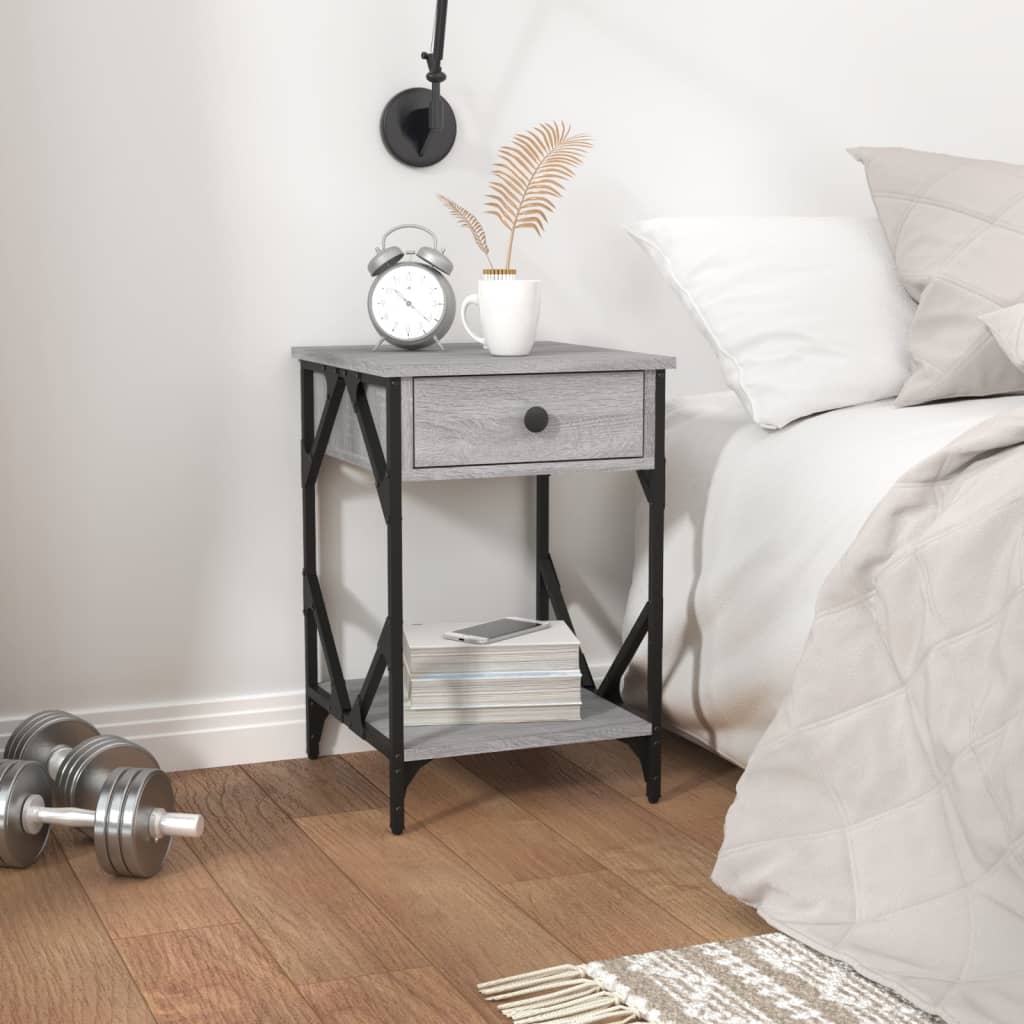 Bedside cabinet, grey oak, 40x42x60cm, engineered wood