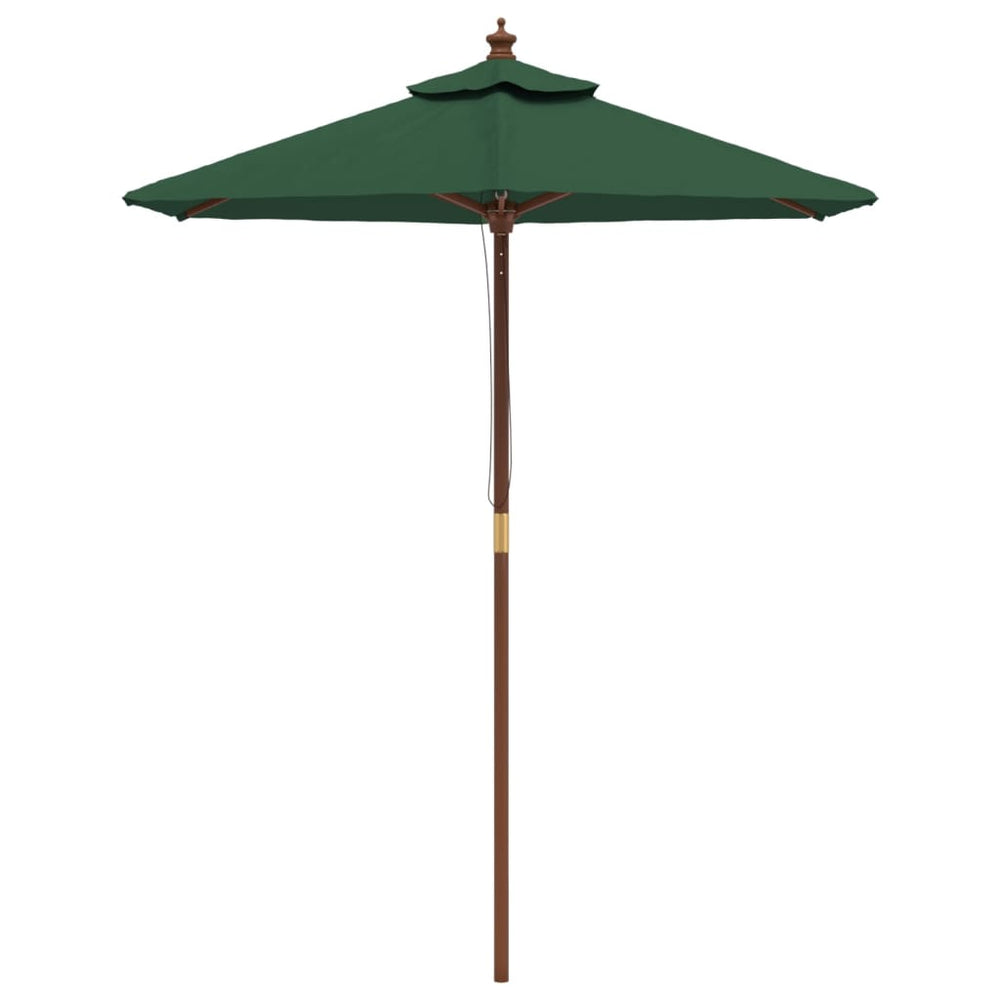 Garden parasol with wooden pole, green, 196x231cm