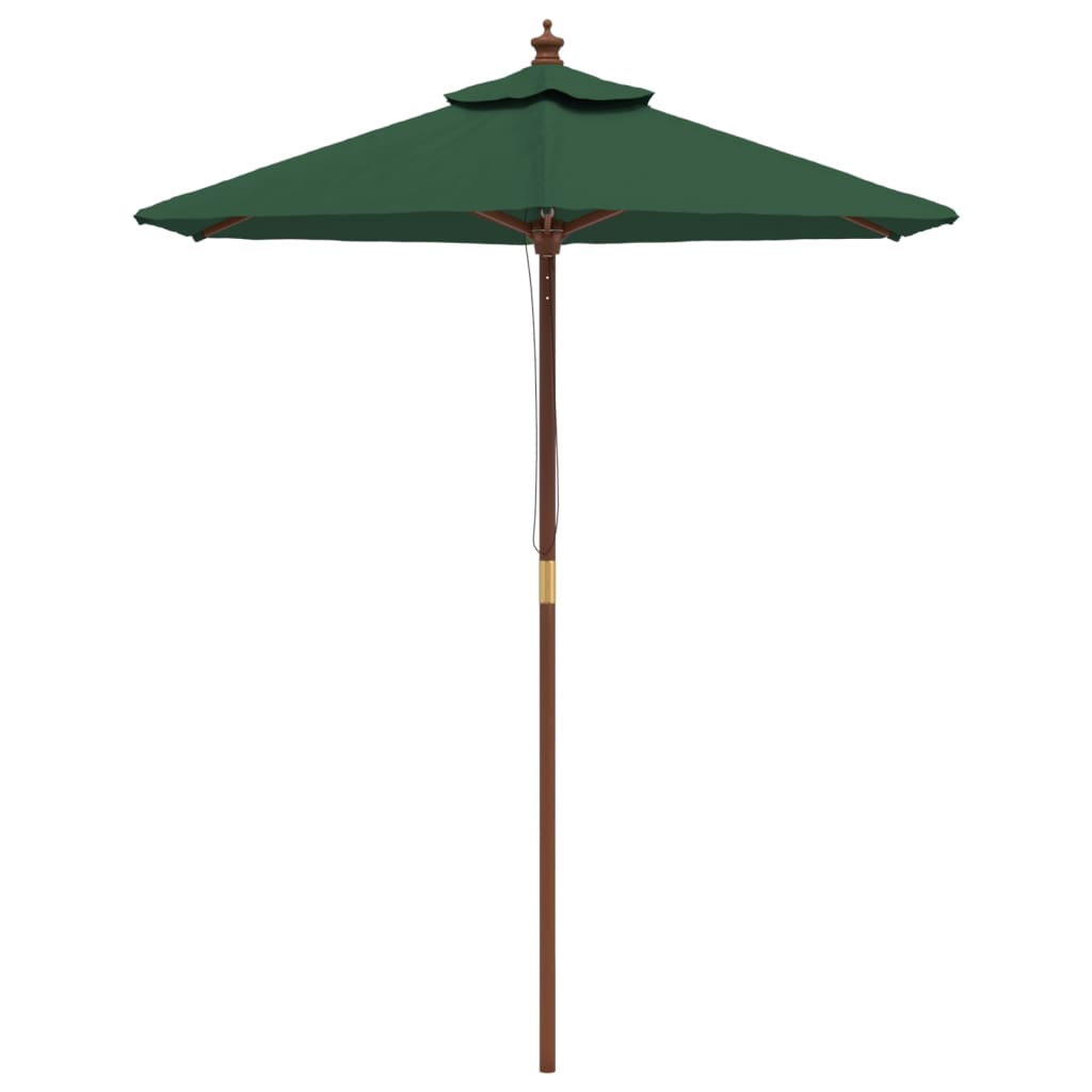 Garden parasol with wooden pole, green, 196x231cm
