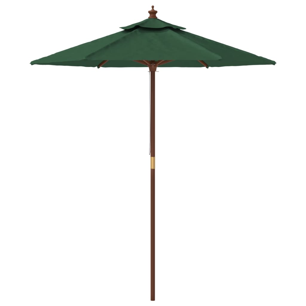 Garden parasol with wooden pole, green, 196x231cm