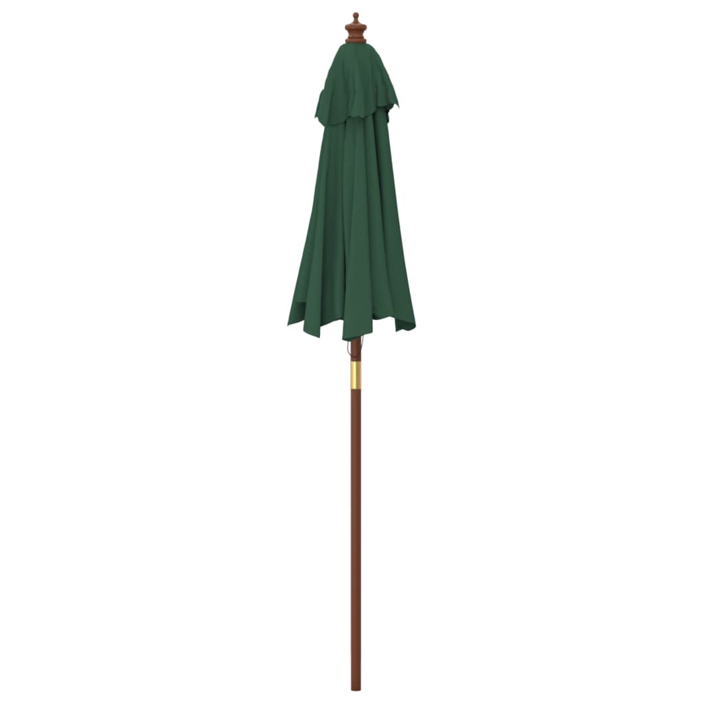 Garden parasol with wooden pole, green, 196x231cm