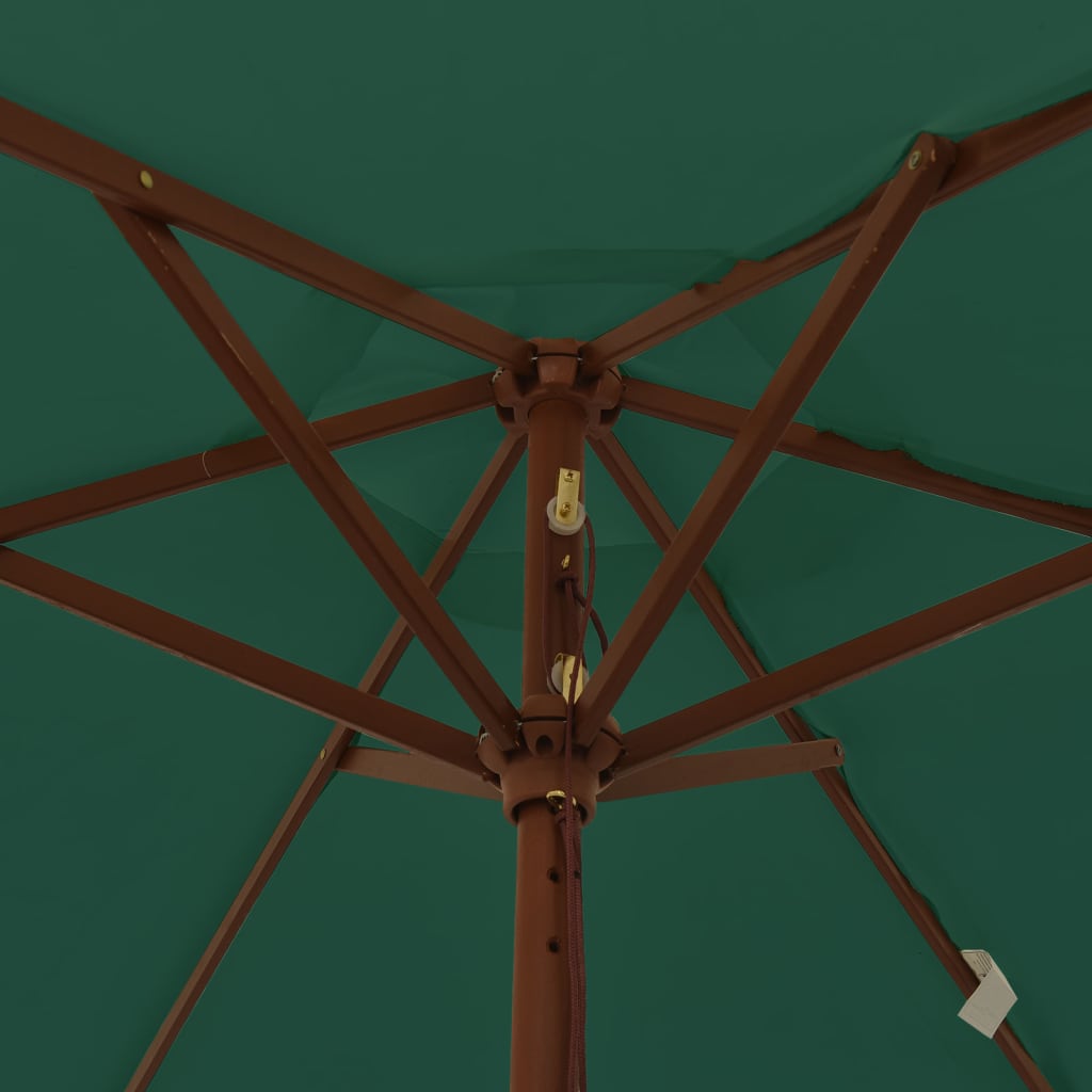 Garden parasol with wooden pole, green, 196x231cm