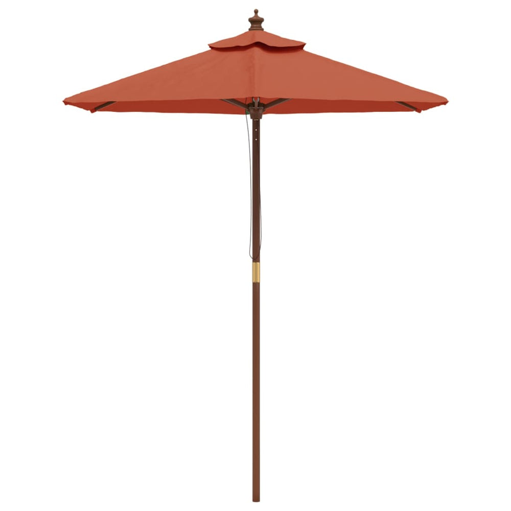 Garden parasol with wooden pole, terracotta, 196x231cm
