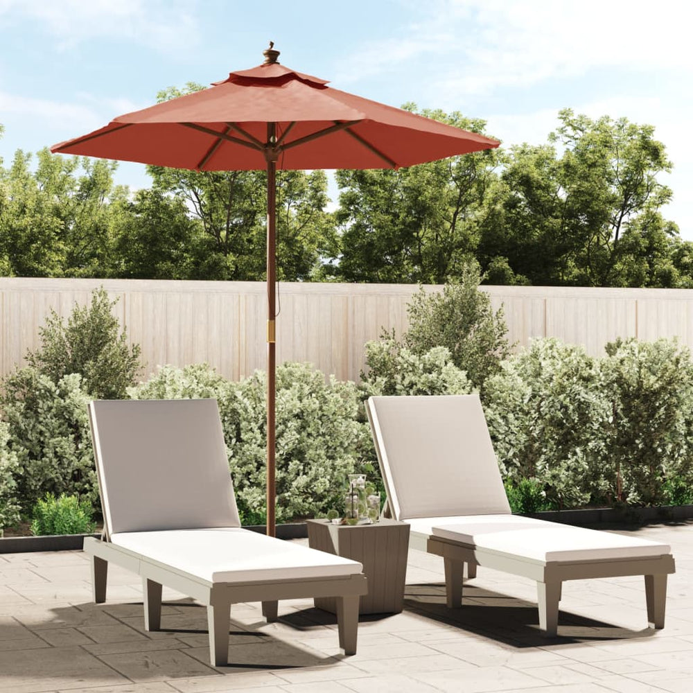 Garden parasol with wooden pole, terracotta, 196x231cm