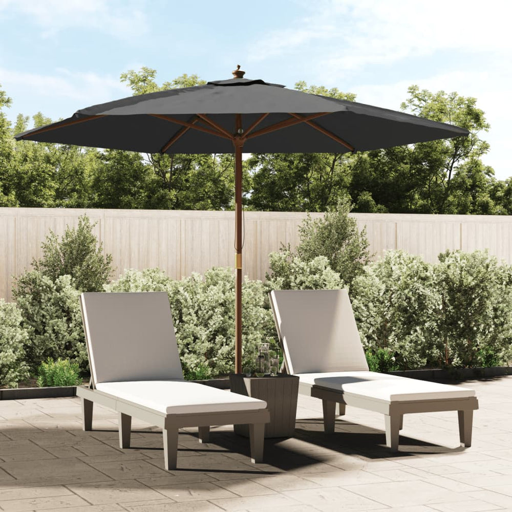 Garden Parasol with Wooden Pole, Anthracite, 299x240cm