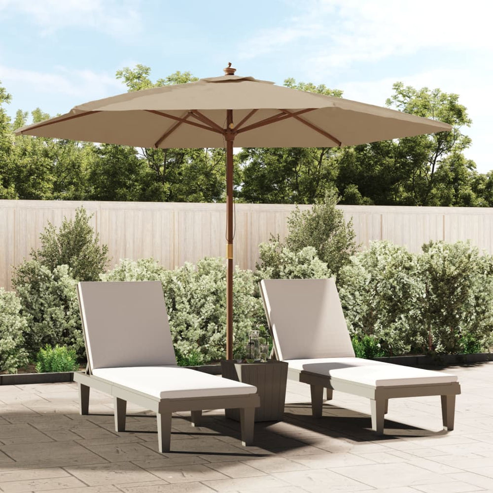 Garden Parasol with Wooden Pole, Taupe, 299x240cm