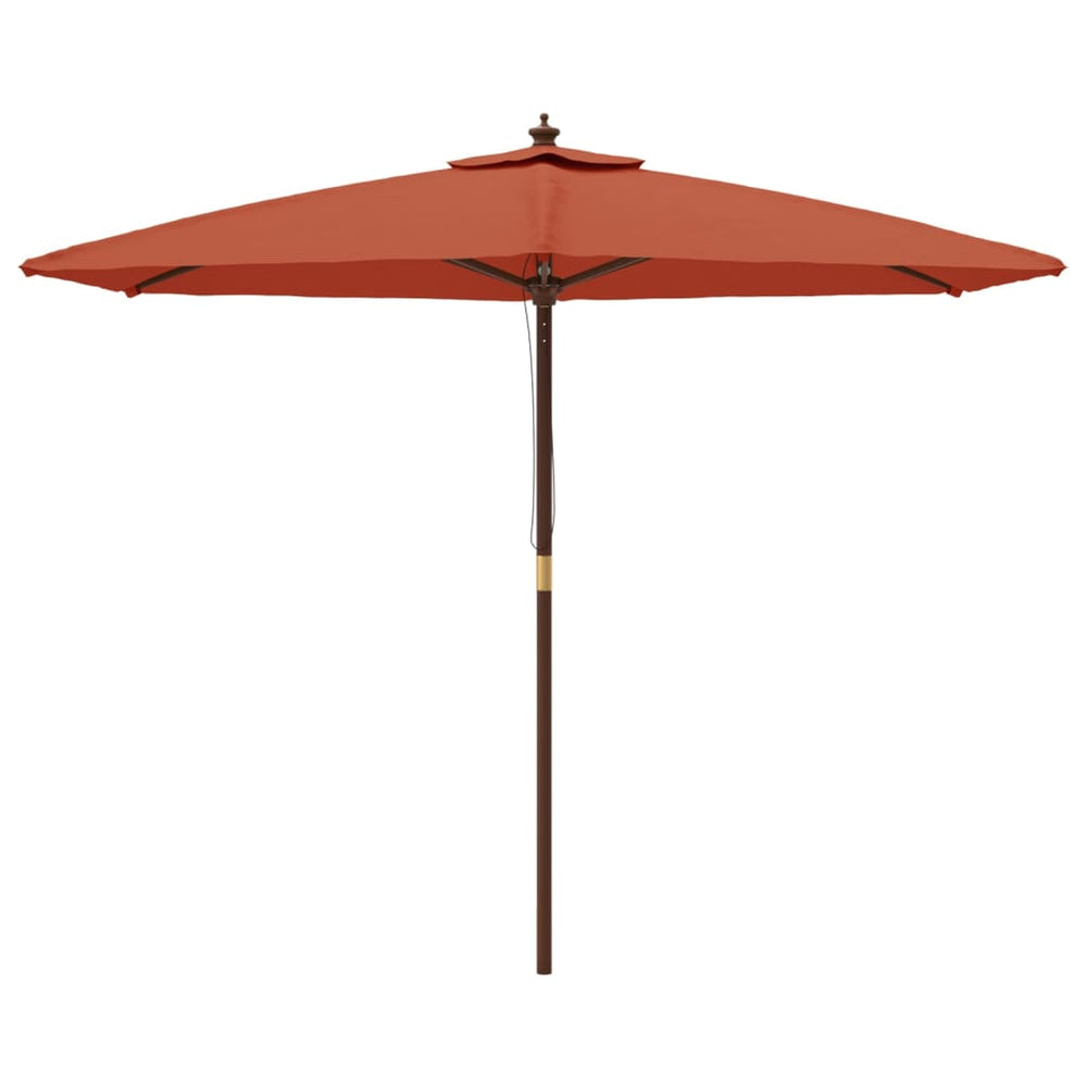 Garden parasol with wooden pole, terracotta, 299x240cm