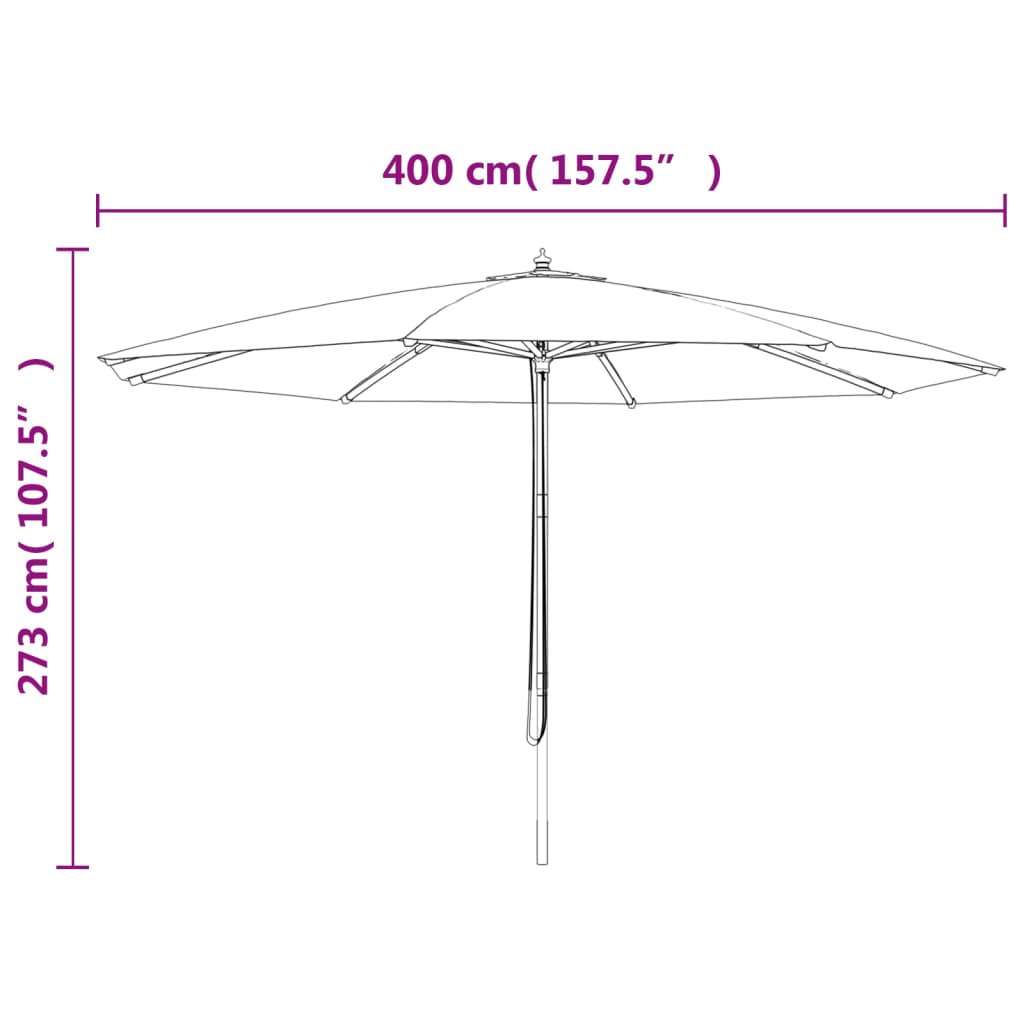 Sodo skėtis su mediniu stulpu, antracito spalvos, 400x273cm