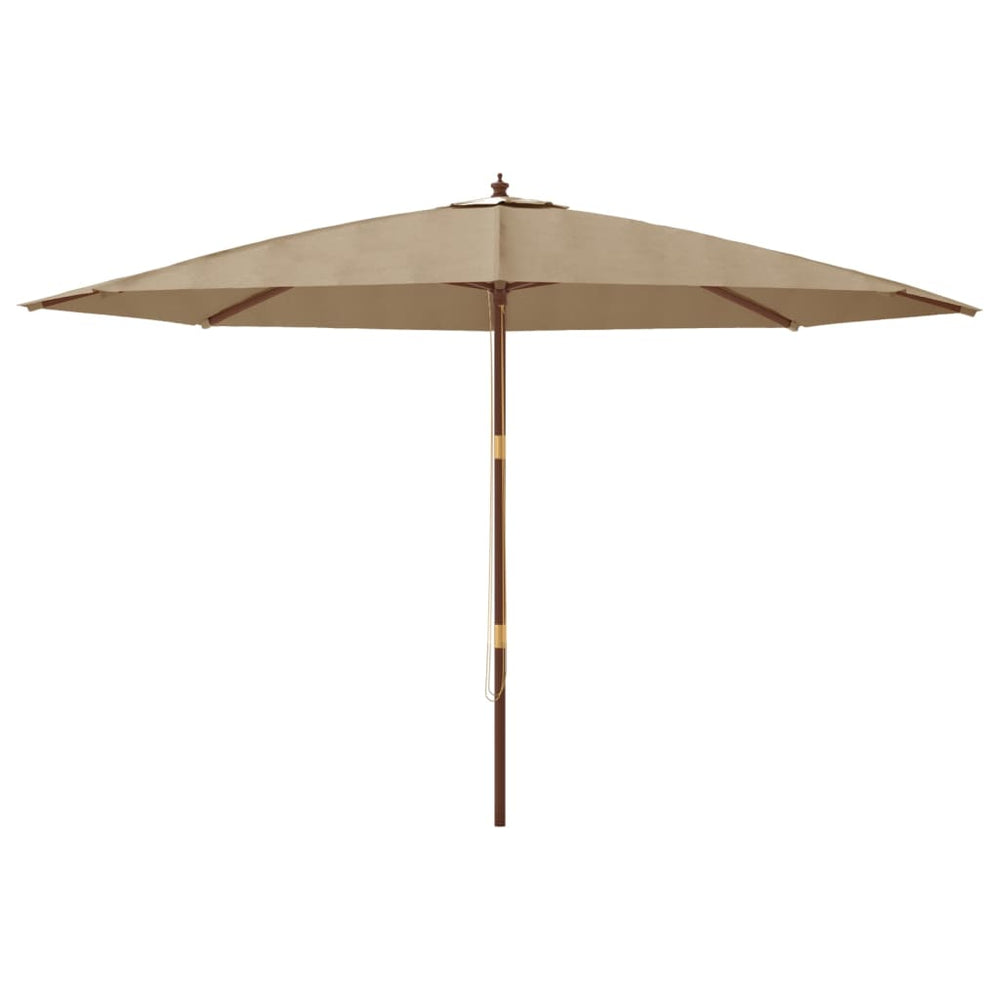 Wooden Pole Garden Parasol, Taupe, 400x273cm