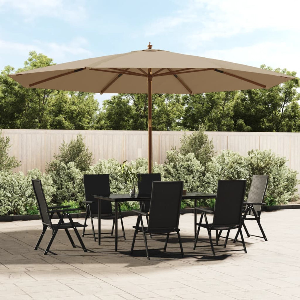 Wooden Pole Garden Parasol, Taupe, 400x273cm