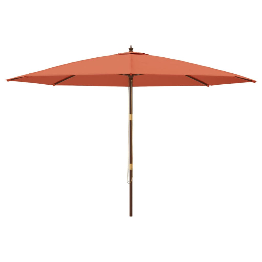Garden parasol with wooden pole, terracotta, 400x273cm