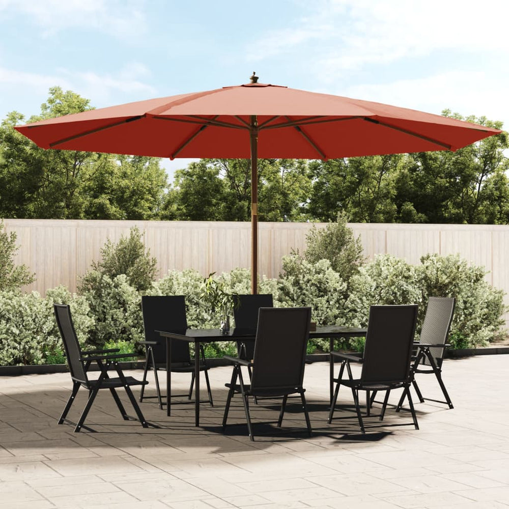 Garden parasol with wooden pole, terracotta, 400x273cm