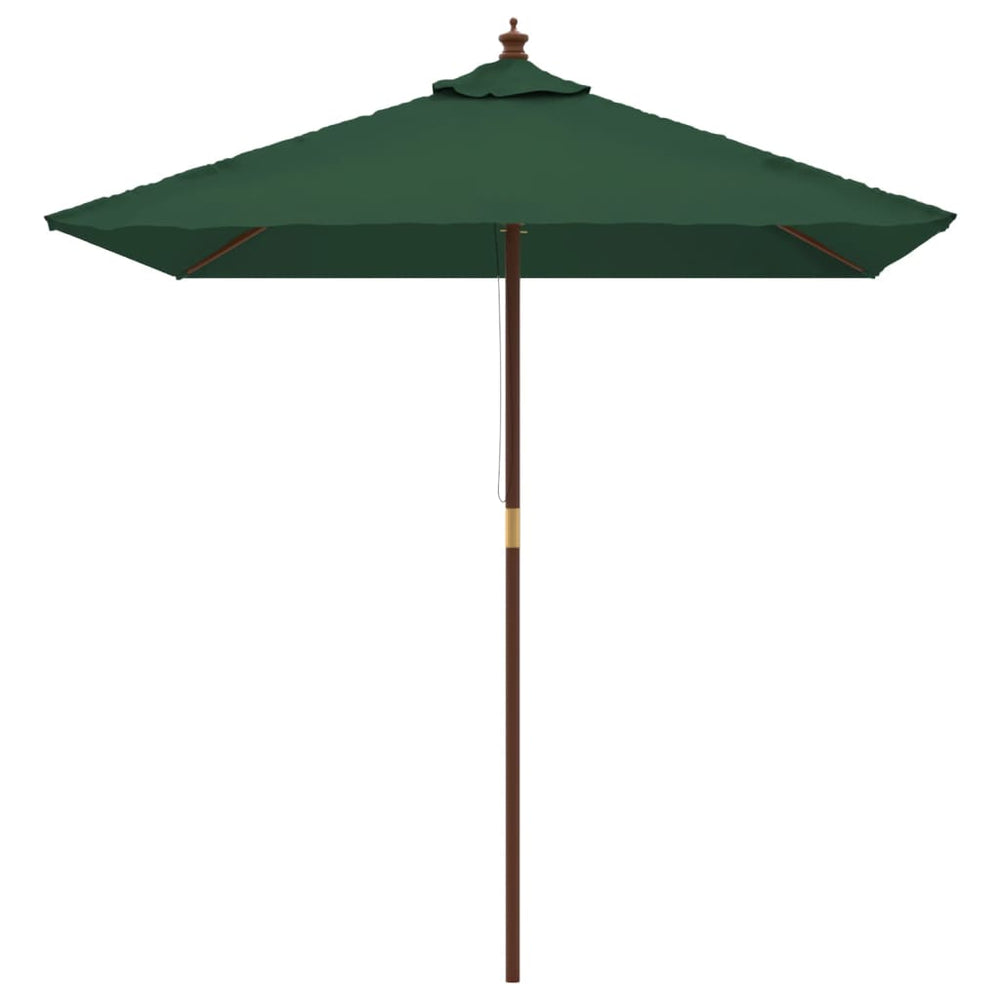 Garden parasol with wooden pole, green, 198x198x231cm