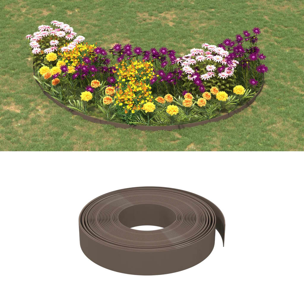 Dārza apmale, brūna, 10m, 10cm, polietilēns