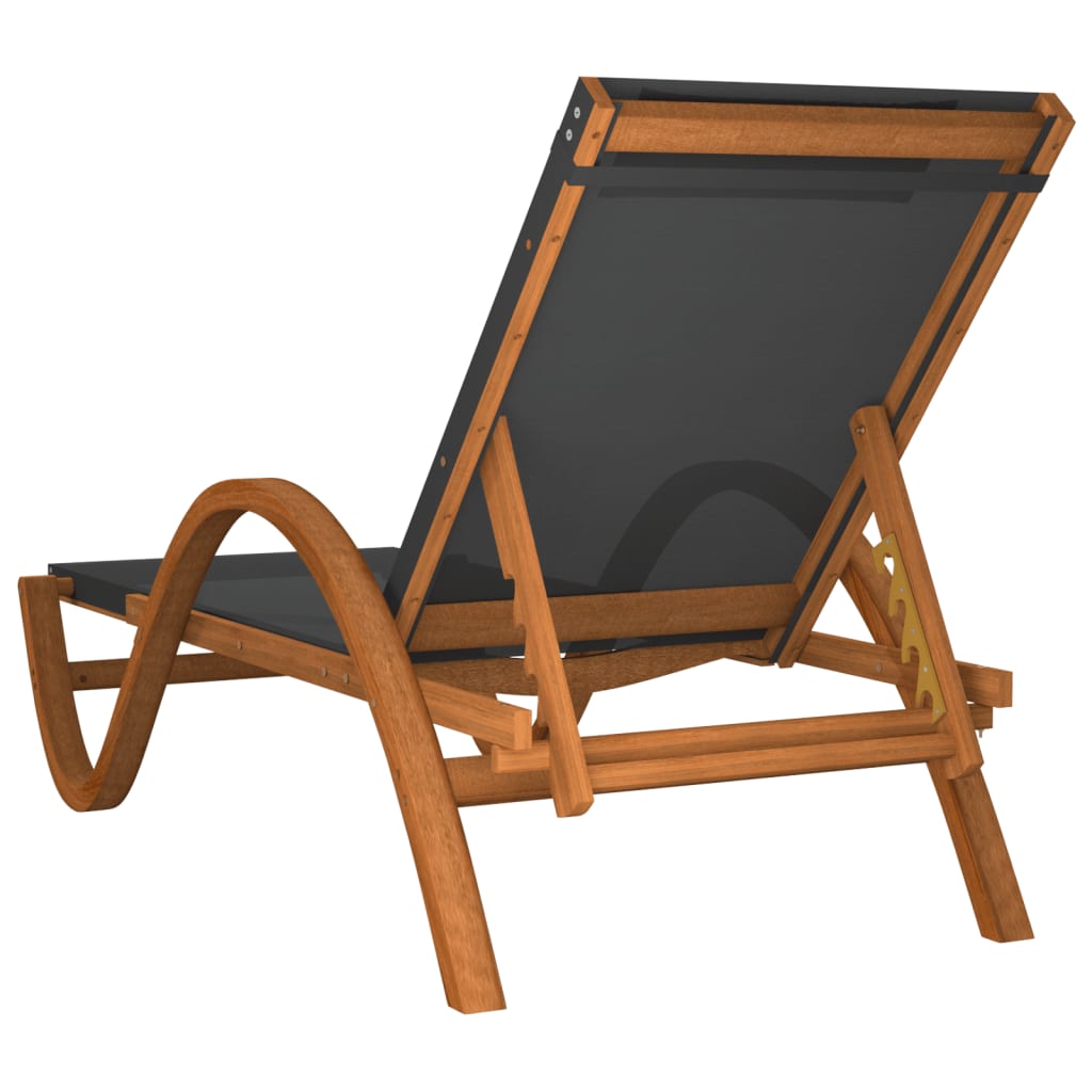 Sunlounger with cushion, grey, textilene and poplar wood