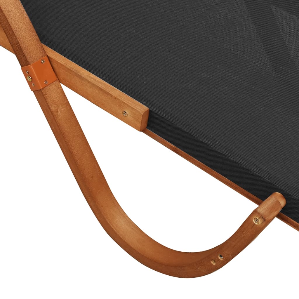 Sunlounger with cushion, grey, textilene and poplar wood