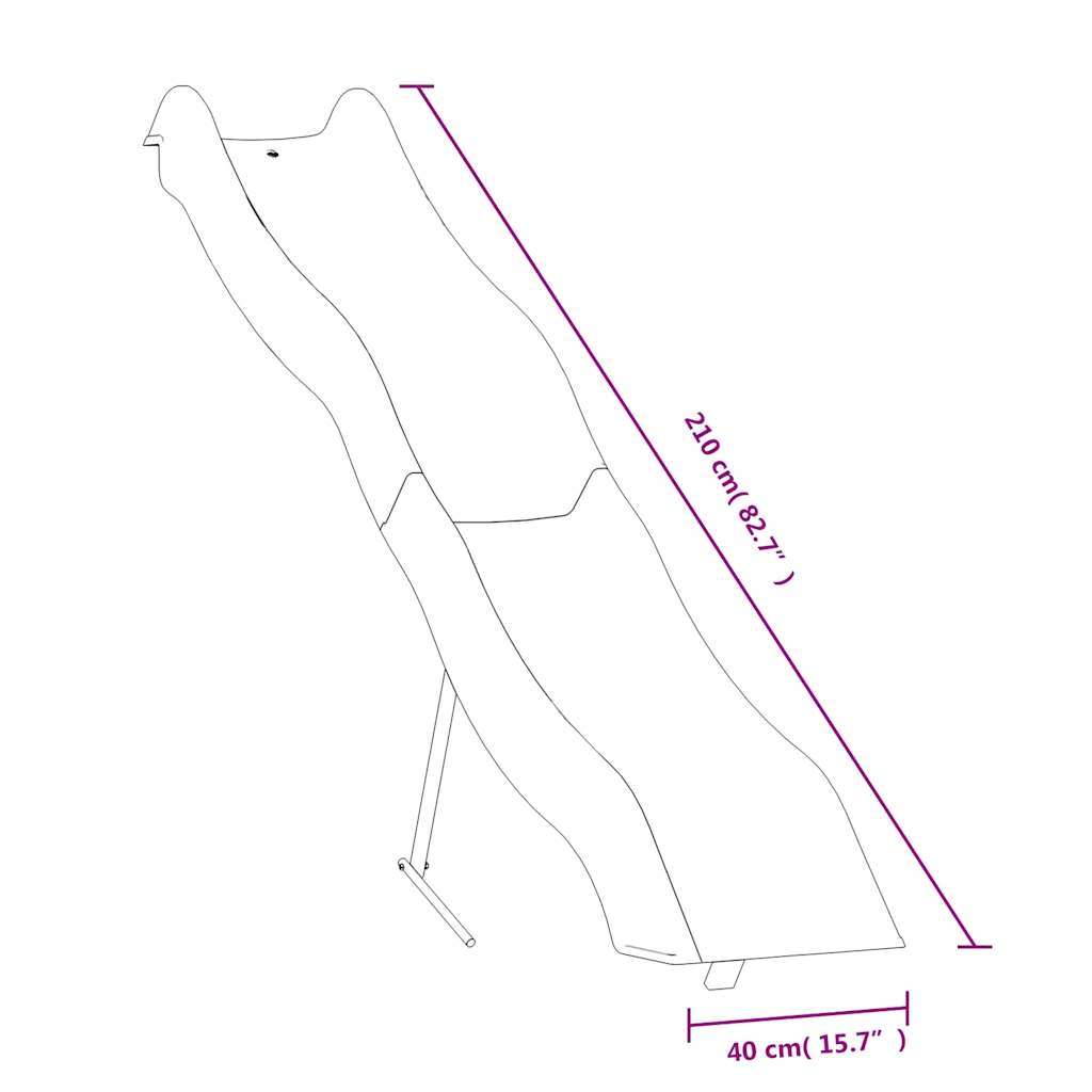 Playground slide, blue, 210x40cm, polypropylene