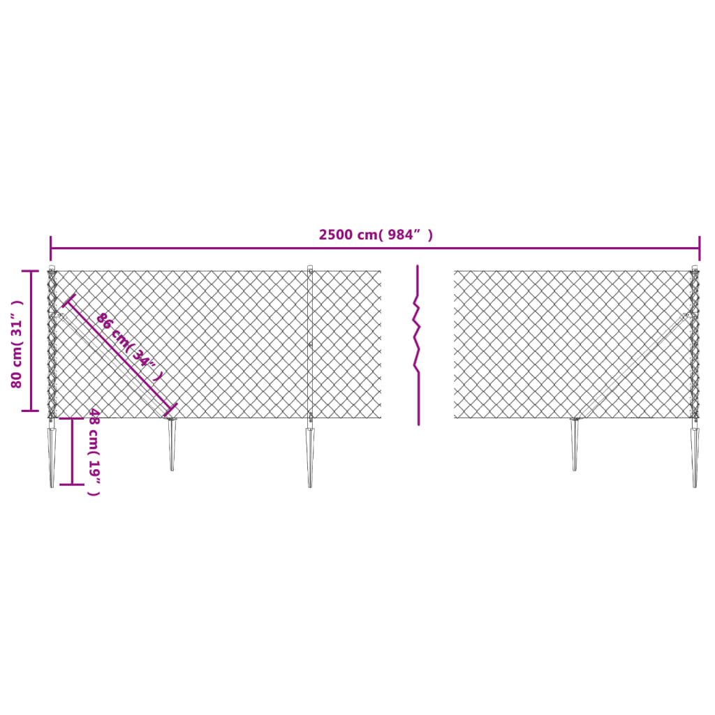 Stiepļu žogs ar asiem galiem, zaļš, 0,8x25m