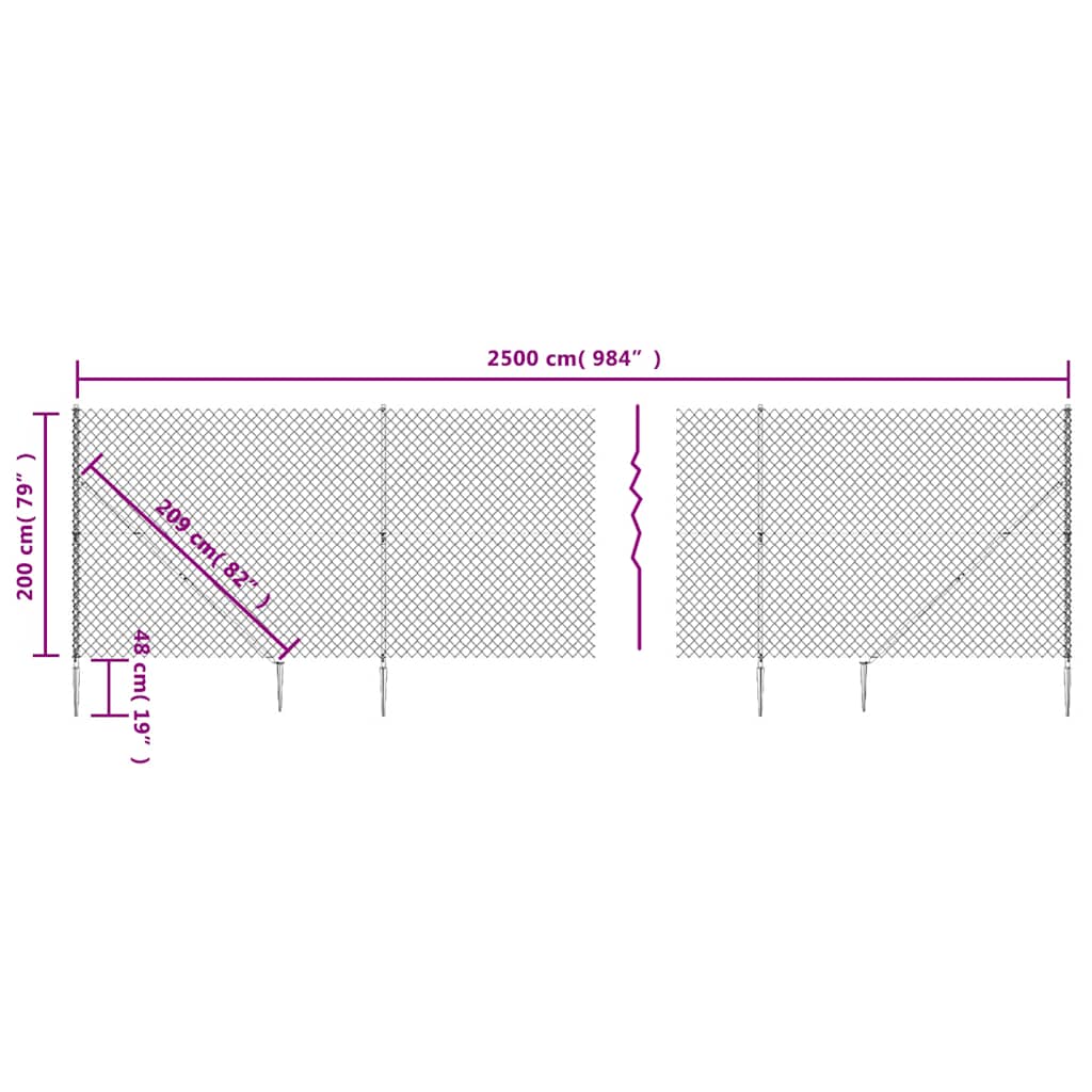 Tinklinė tvora su smaigais, žalios spalvos, 2x25m