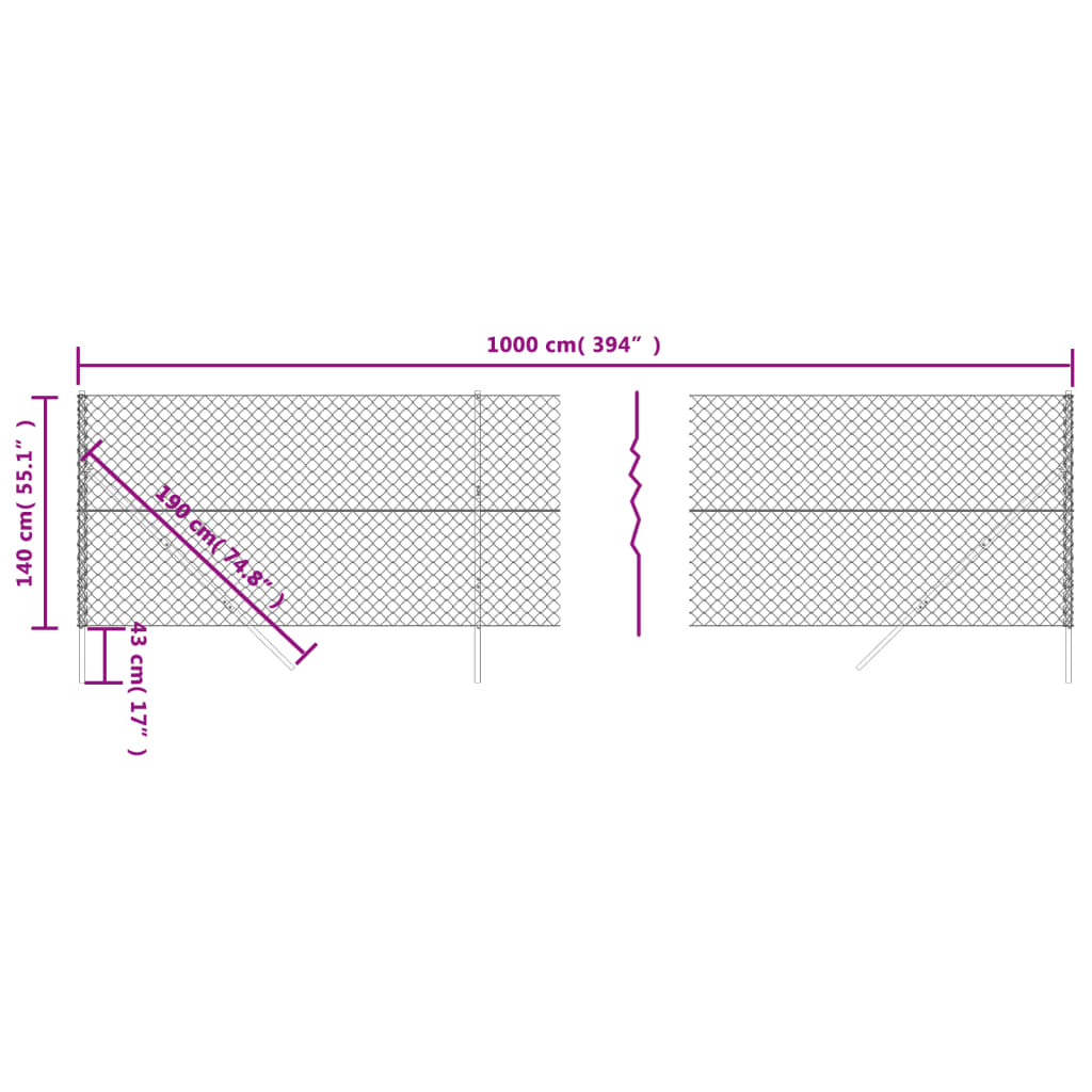Mesh fence, anthracite, 1.4x10m