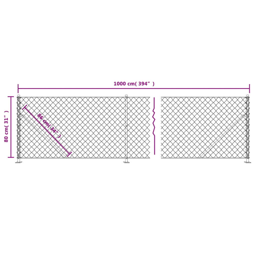 Welded mesh fence with flanges, anthracite, 0.8x10m