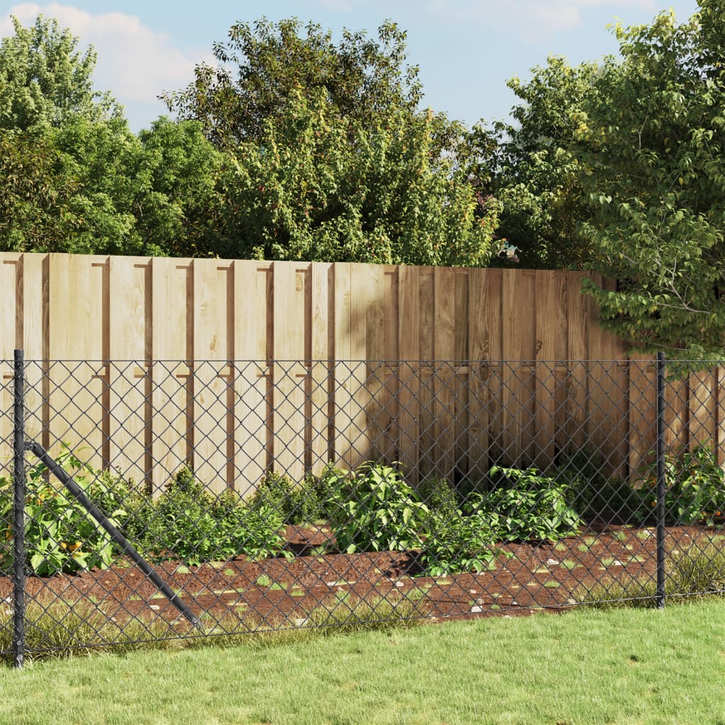 Welded mesh fence with flanges, anthracite, 0.8x10m