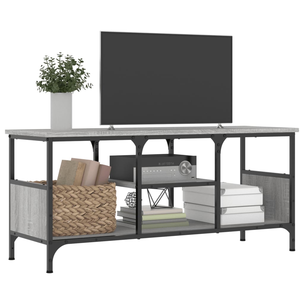 TV cabinet, gray, 100x35x45cm, wood and iron