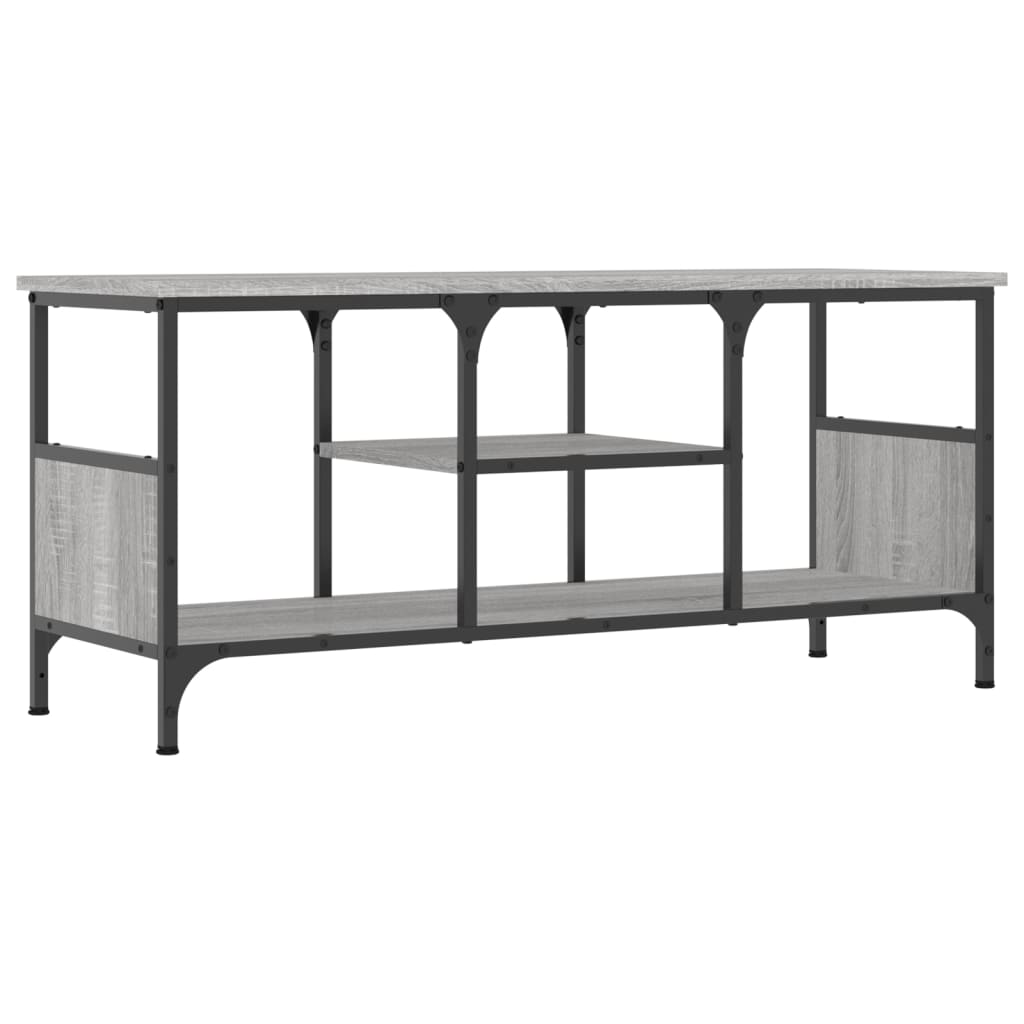 TV cabinet, gray, 100x35x45cm, wood and iron
