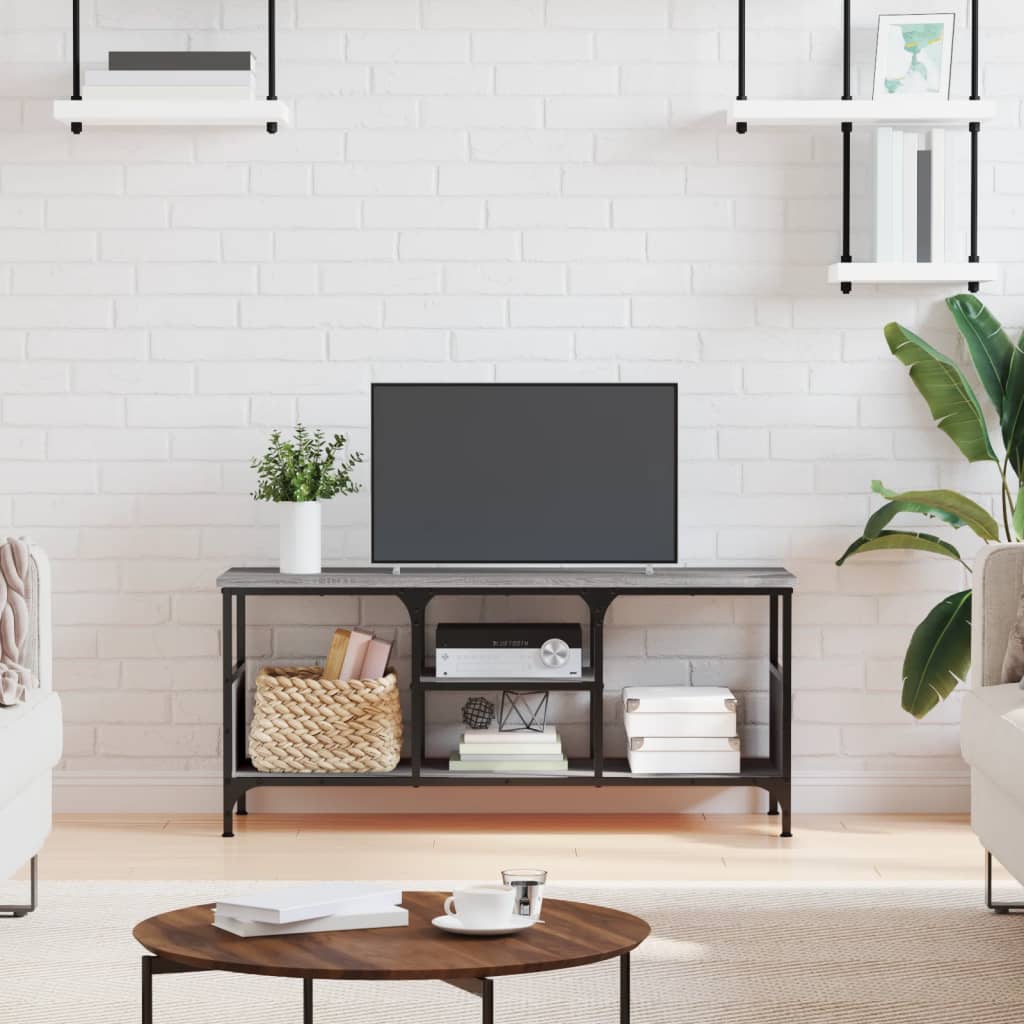 TV cabinet, gray, 100x35x45cm, wood and iron