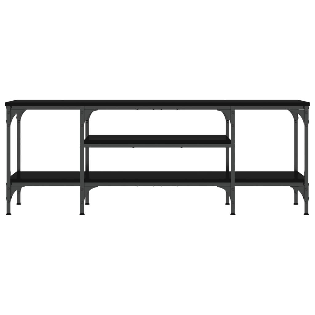 TV cabinet, black, 121x35x45cm, wood and iron