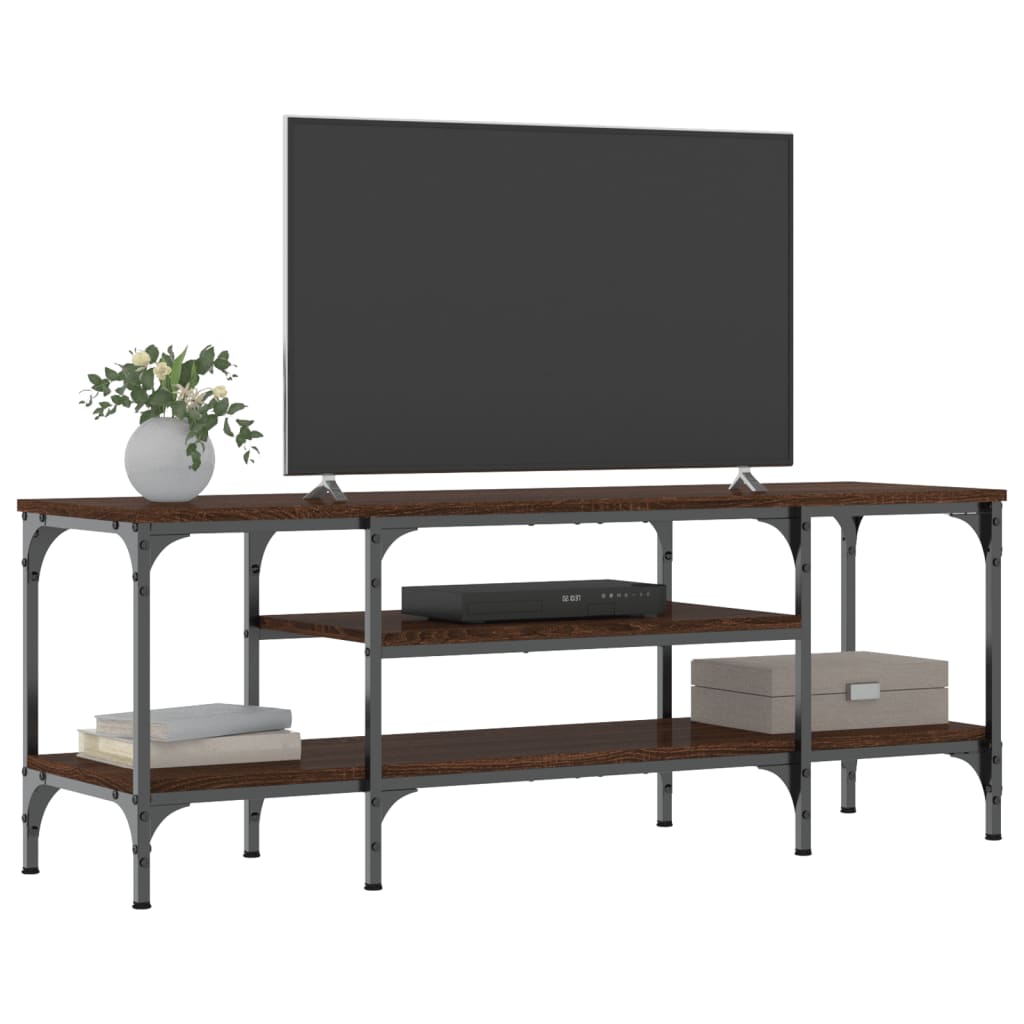 TV cabinet, brown, 121x35x45cm, wood and iron