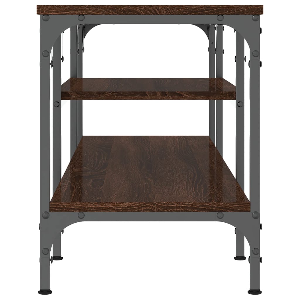 TV cabinet, brown, 121x35x45cm, wood and iron