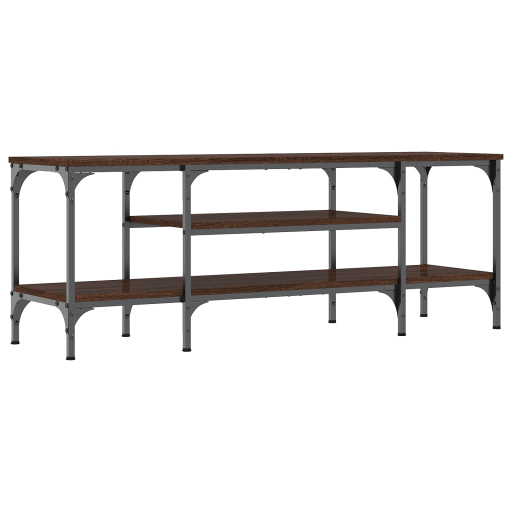 TV cabinet, brown, 121x35x45cm, wood and iron