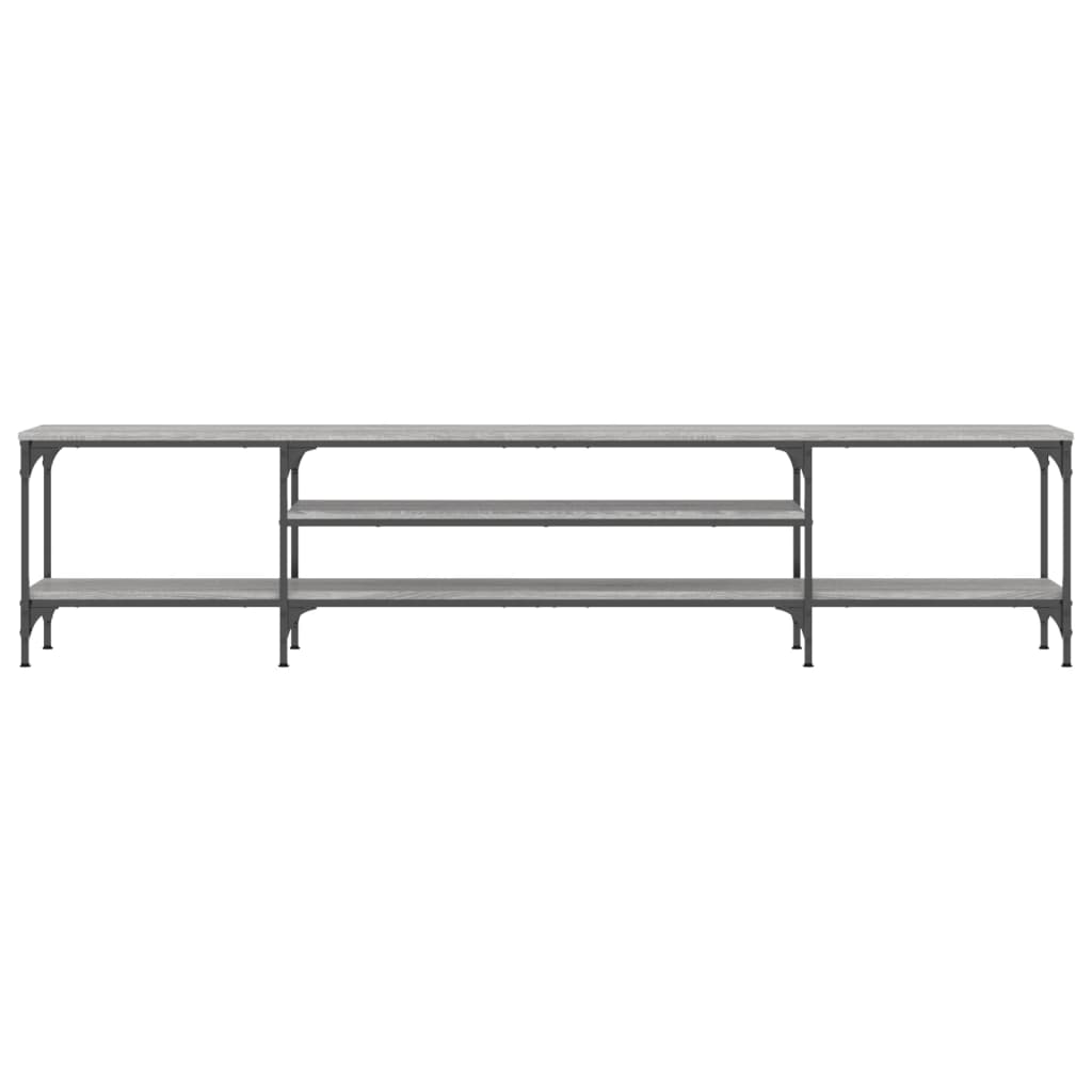TV stand, grey, 201x35x45cm, wood and iron