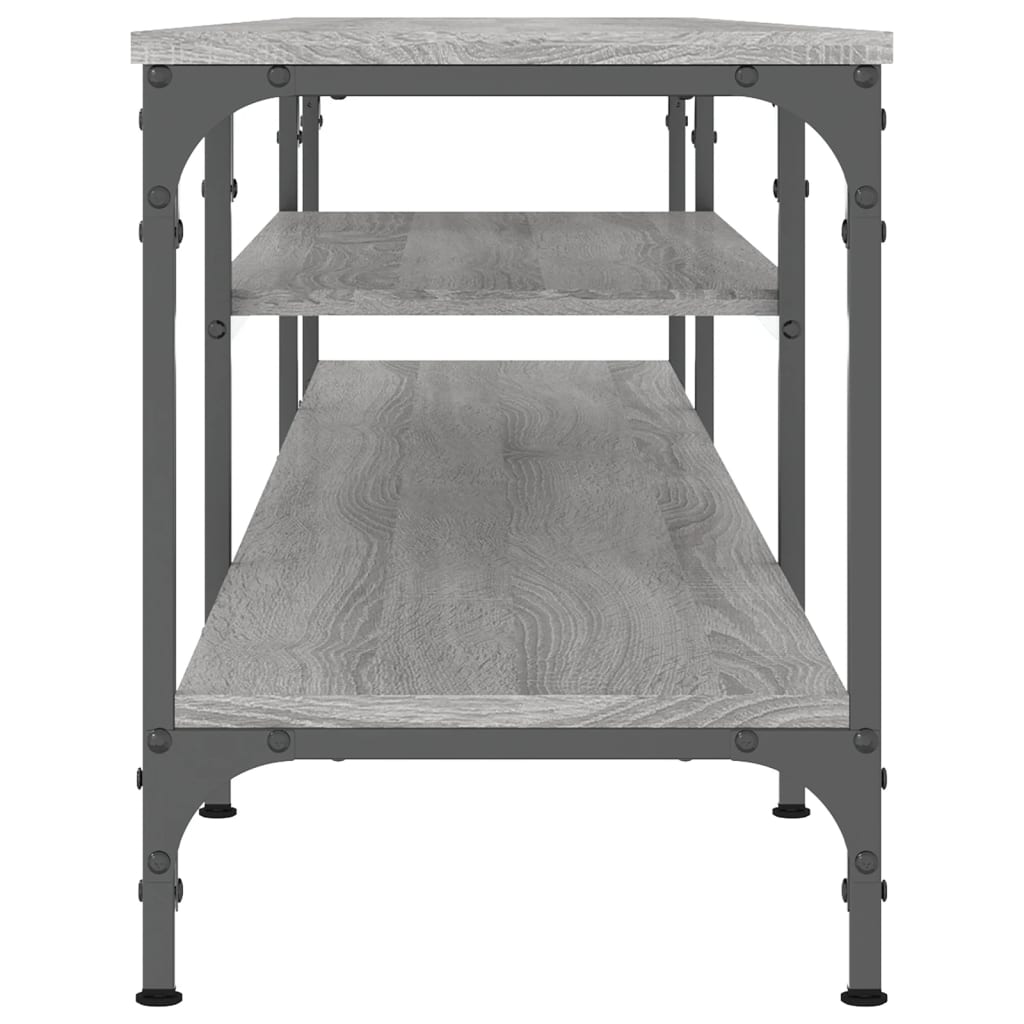TV stand, grey, 201x35x45cm, wood and iron