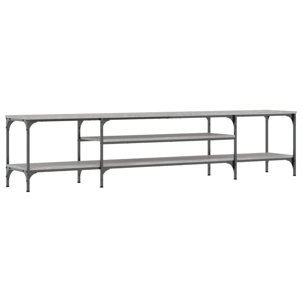 TV stand, grey, 201x35x45cm, wood and iron