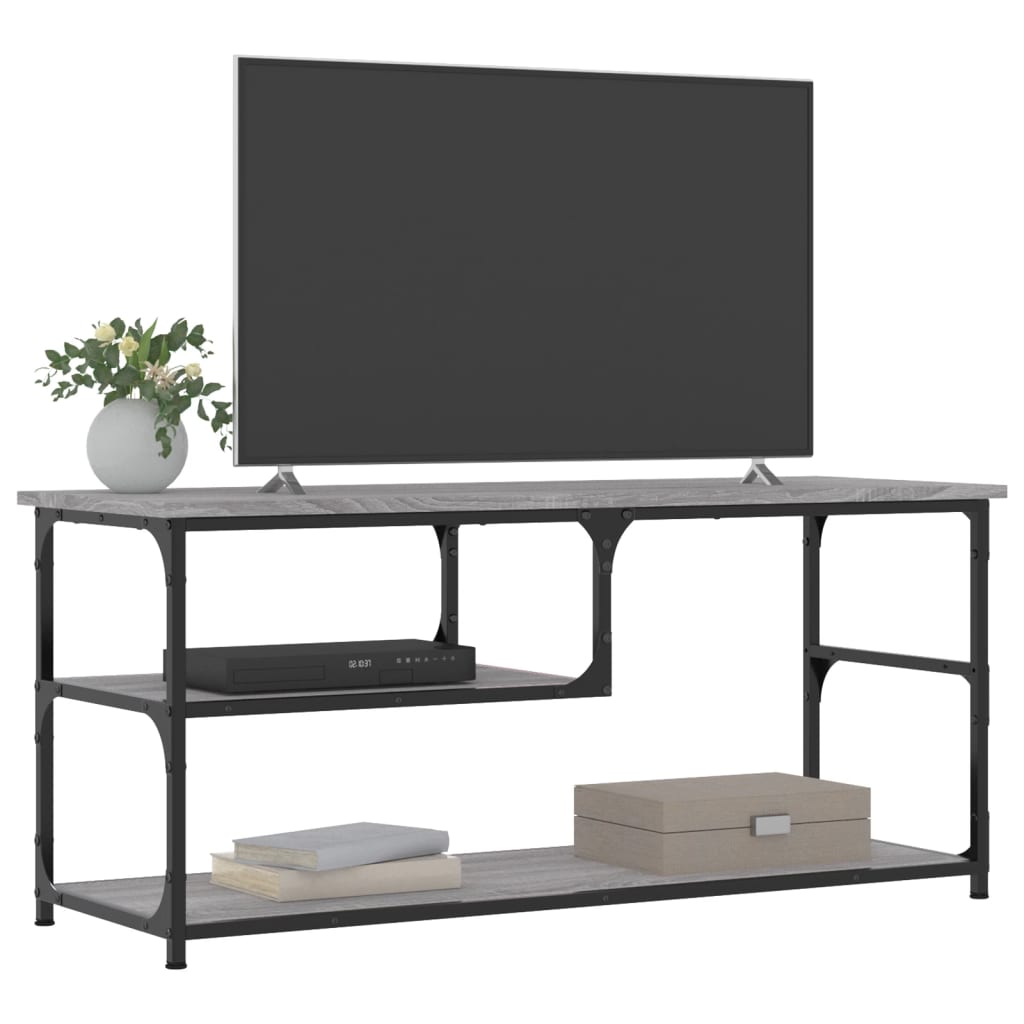 TV cabinet, grey oak, 103x38x46.5cm, wood/steel