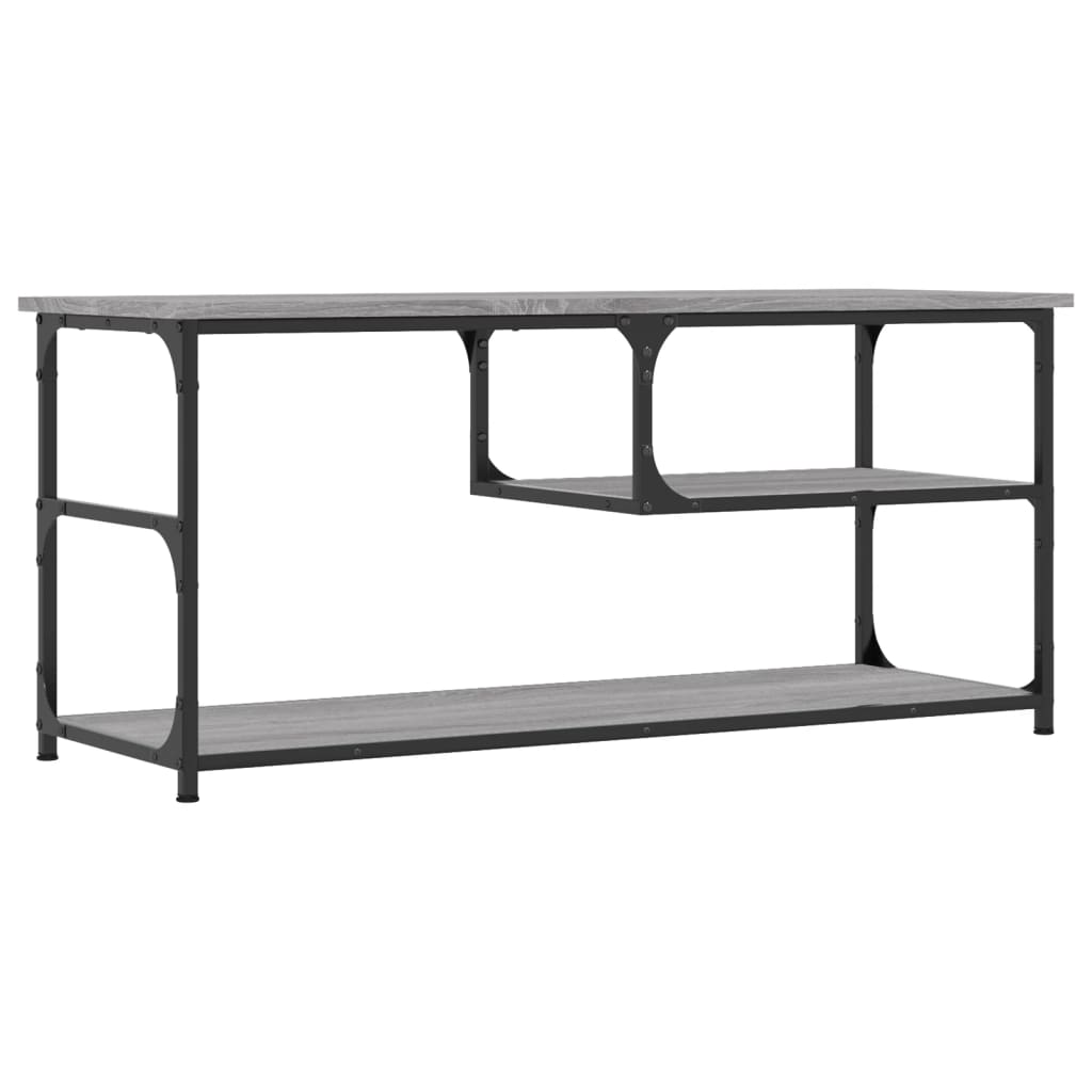 TV cabinet, grey oak, 103x38x46.5cm, wood/steel