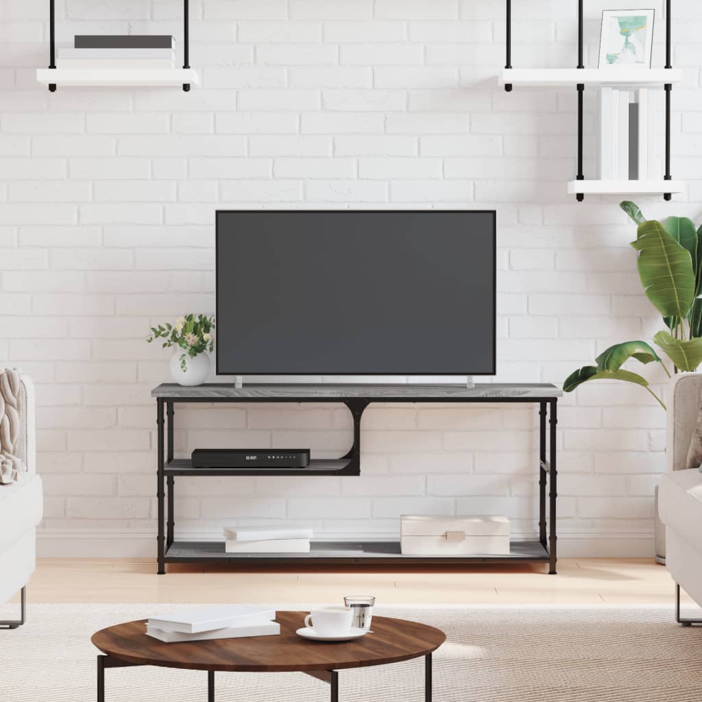 TV cabinet, grey oak, 103x38x46.5cm, wood/steel