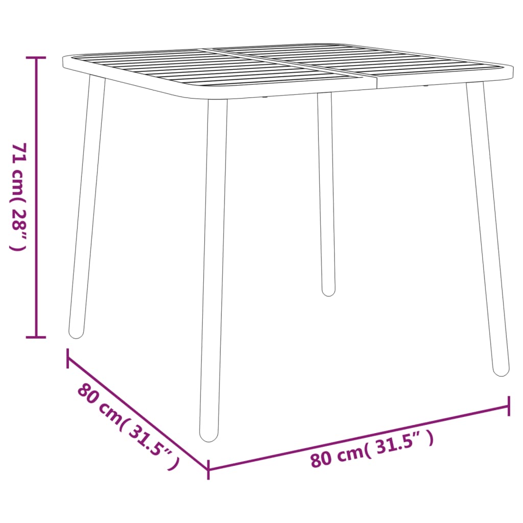 Garden table, anthracite, 80x80x71cm, steel