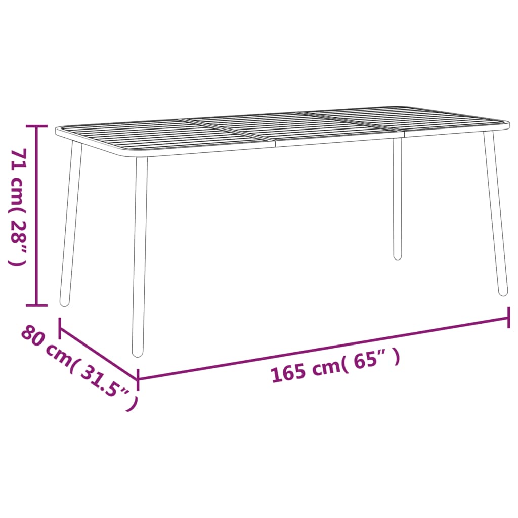 Garden table, anthracite, 165x80x71cm, steel