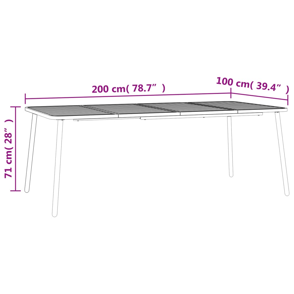 Dārza galds, antracīts, 200x100x71cm, tērauds